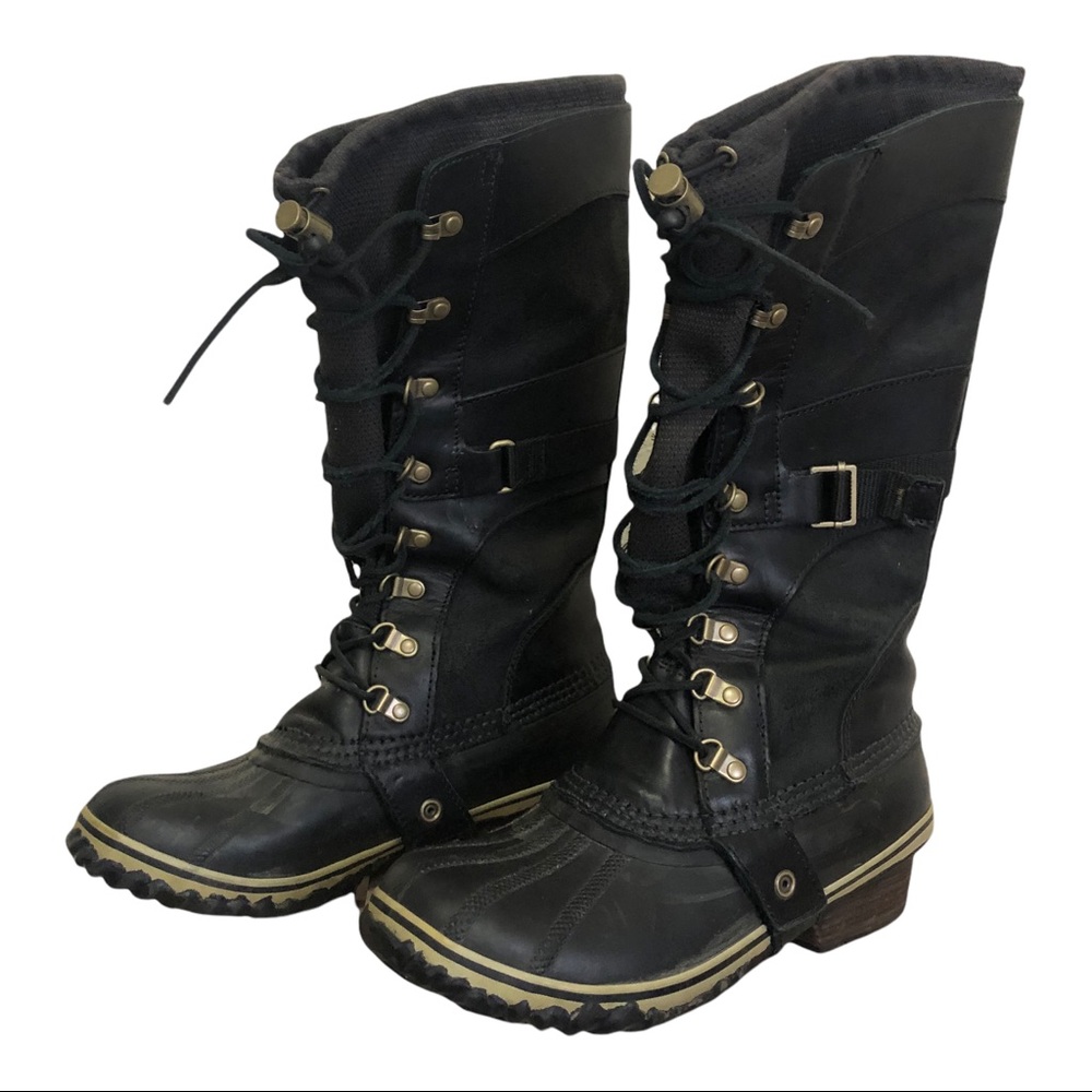 Sorel Conquest Black Tall boots size 9.5